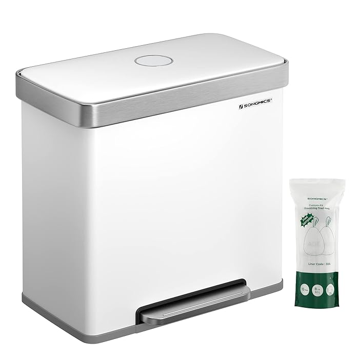 Buy SONGMICS Kitchen Trash Can, 16 Gal. (2 x 8 Gal.) Dual Compartment