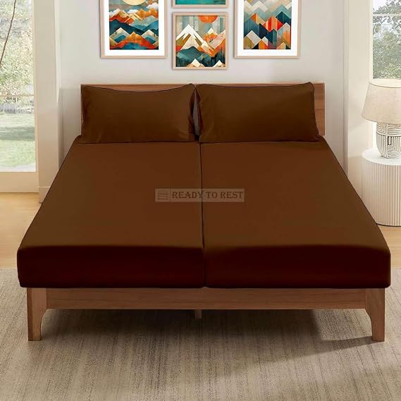 Split King Sheets Sets for Adjustable Bed, 5 Piece Bedding Set, Ultra Soft & Wrinkle Free, Fits Between 12 to 16 Deep Mattress, Easy Care Brushed Microfiber, Chocolate