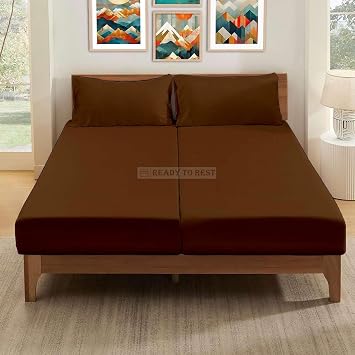 Split King Sheets Sets for Adjustable Bed, 5 Piece Bedding Set, Ultra Soft & Wrinkle Free, Fits Between 12 to 16 Deep Mattress, Easy Care Brushed Microfiber, Chocolate