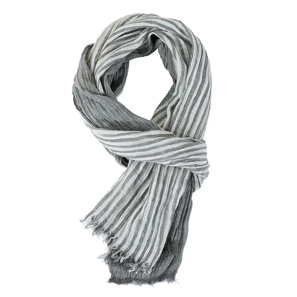 Naoyoshi Men Scarf Cotton Linen Striped Men's Scarves Warm Pashmina Neckerchief Fashion Male Shawls