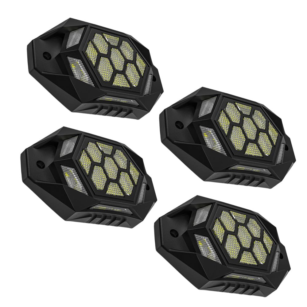 Riloer Zestaw świateł samochodowych 9-36 V RGB Rock Ambient LED, pilot zdalnego sterowania i aplikacja, kompatybilny z Jeepem, ciężarówką, SUV-em, ATV, UTV, motocyklem, 4 w 1