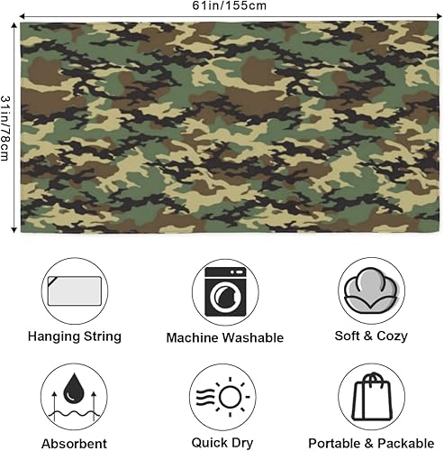 Miniatura 2 de GzLeyigou Toalla de playa gruesa de camuflaje con estampado militar de microfibra, ligera, de secado rápido, toallas de playa grandes de gran tamaño
