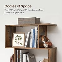 Vista 5 de VASAGLE Bookcase, 5-Tier Bookshelf, Display Shelf and Room Divider, Freestanding Decorative Storage Shelving, Rustic Brown ULBC62BX, 27.6”L x 9.4”W