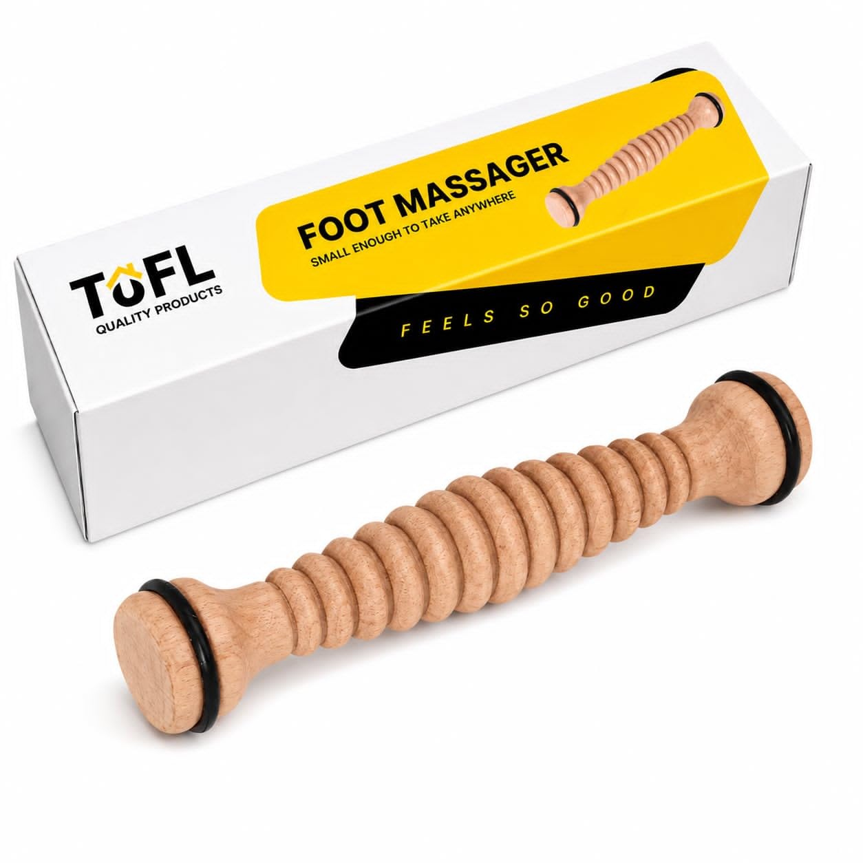 TOFL - Masajeador de pies de madera - Rodillo de masaje de reflexología de acupresión natural para relajación y alivio del estrés