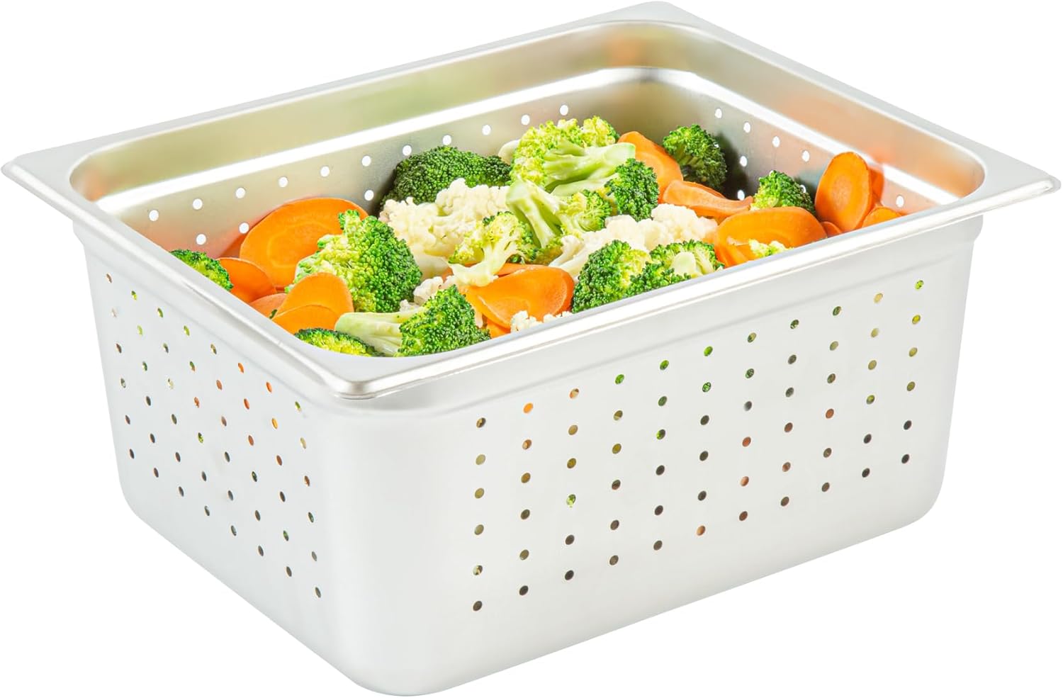 Restaurantware Steam Table Pan 6 Pack of Half Size Stainless Steel Perforated Hotel Pan Anti-Jam 6 Inch Deep Silver Commercial Kitchen Pan 24 Gauge