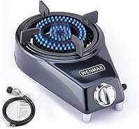 Vista 1 de Single Burner Propane Stove, Portable Gas Stove with Propane Adapter Hose, High Heat Value 15000 BTU, Smart Valve Protection for Children, Portable