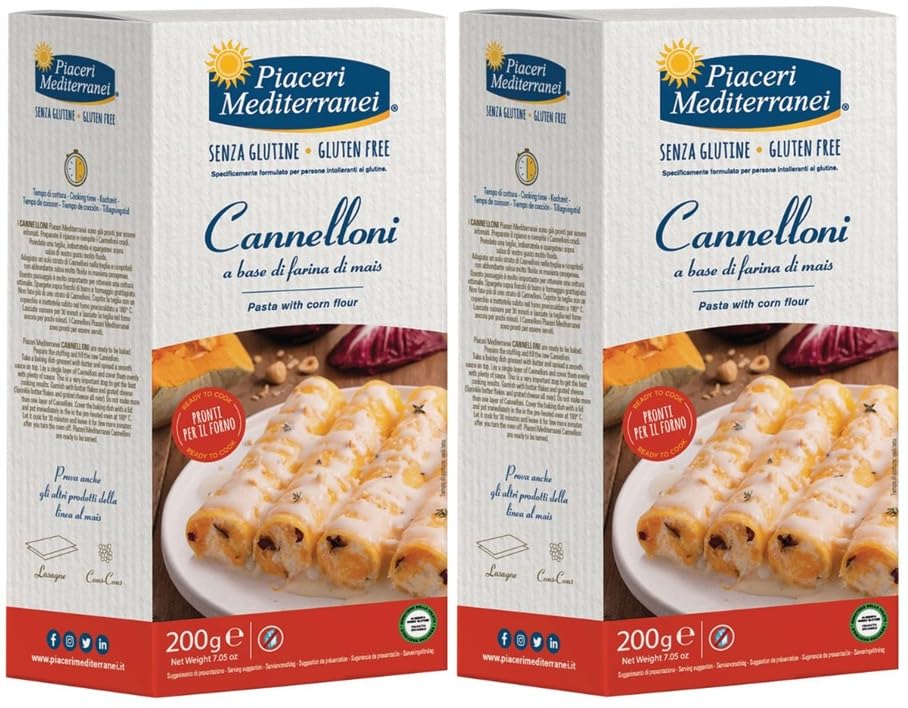 Canelones de Maíz Rulos Sin Gluten Pack 2 Cajas x 200g | Pasta 100% Maíz (Blanco y Amarillo) | Apta Celíacos, Vegana | Textura Firme, Sabor Delicioso | Alternativa Saludable y Versátil
