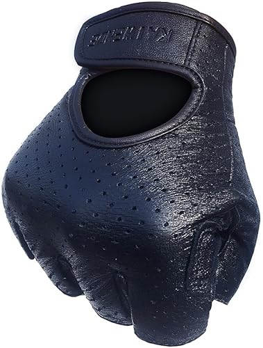 Miniatura 3 de Guantes de motocicleta Mitt Mitt Guante sin dedos Cuero Genuino Verano Hombres Scooter Moto Mitt Bicicleta Eléctrica Racing Ciclismo