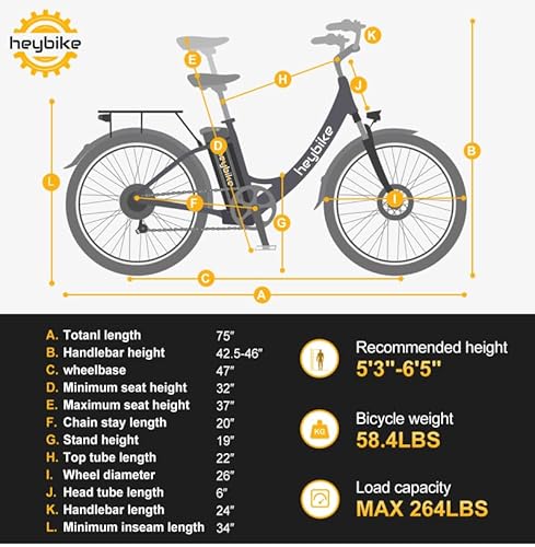 Heybike CITYSCAPE2019 Cityscape Electric Bike 350W(Peak 500W) Electric City Cruiser Bicycle Up To 40 Miles Removable Battery thumb #4