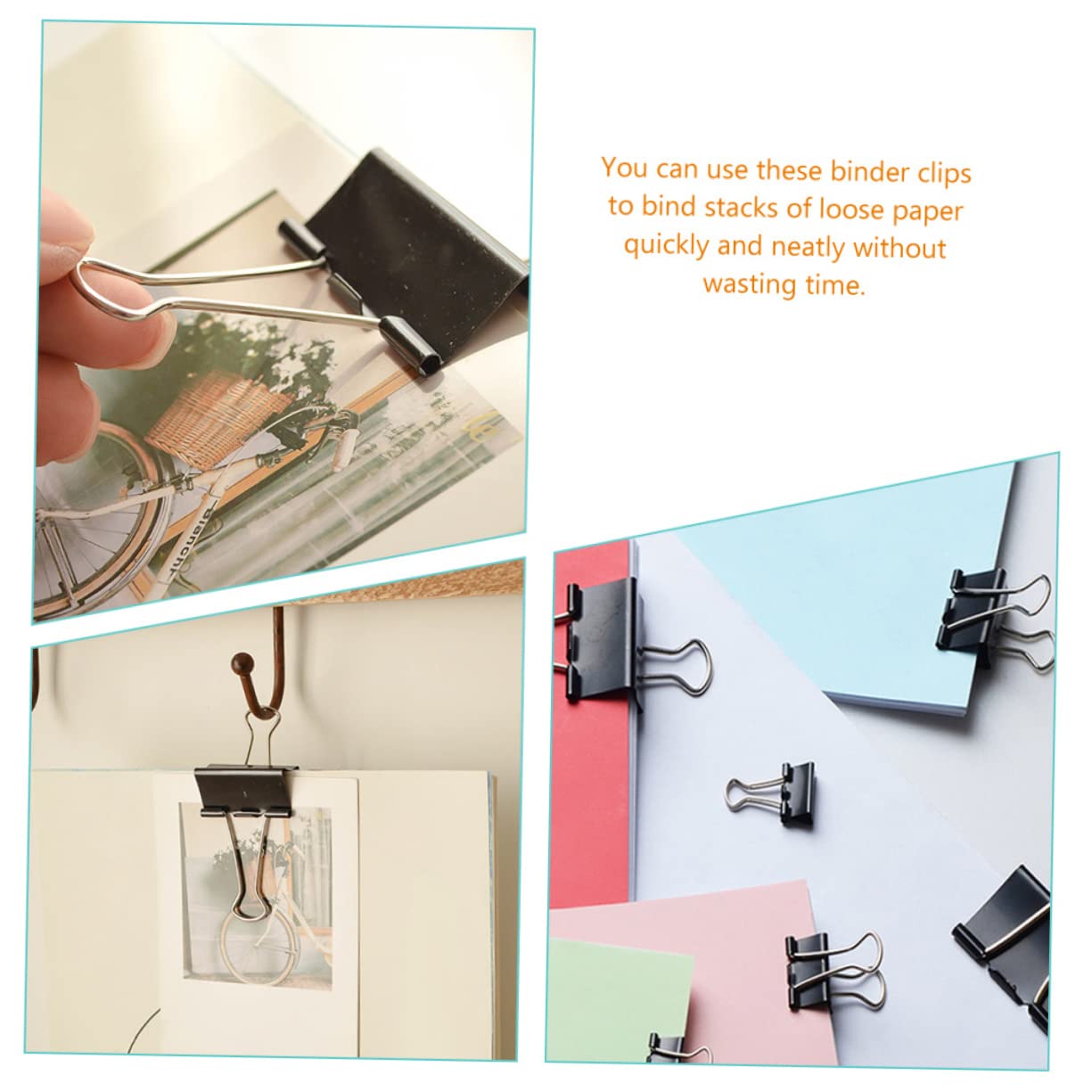 36 Pezzi Binder Clamps Grandi in Ferro Neri per Carte e Note | Rimozione Facile, Design Multifunzione, Festa Scuola Decor, Scuola Cancelleria per Insegnanti e Ufficio