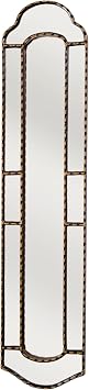 Long Narrow Wall Mirror 35.8" Tall, Antique Gold Narrow Wood Framed Wall Mounted Mirror, Decorative Accent Mirror, Peruvian Hand-Painted Glass