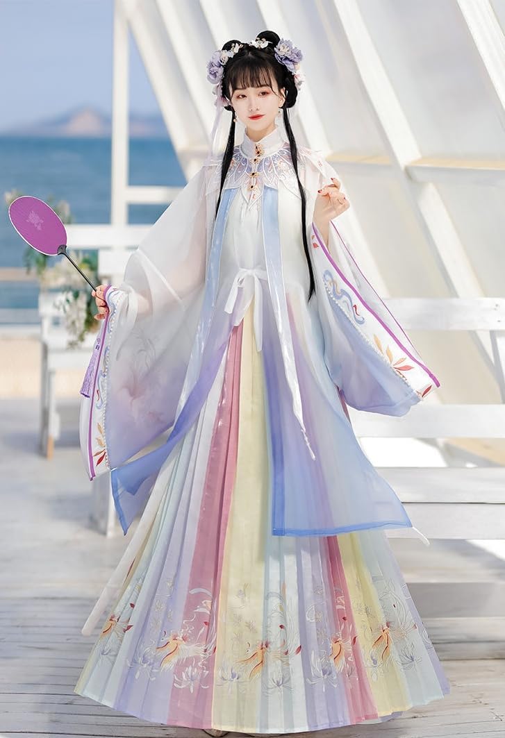 Chinese hanfu for Women,Traditional Chinese Tang Dynasty embroideryTulle Chiffon Loose Dress Ancient Dance Performance Wear