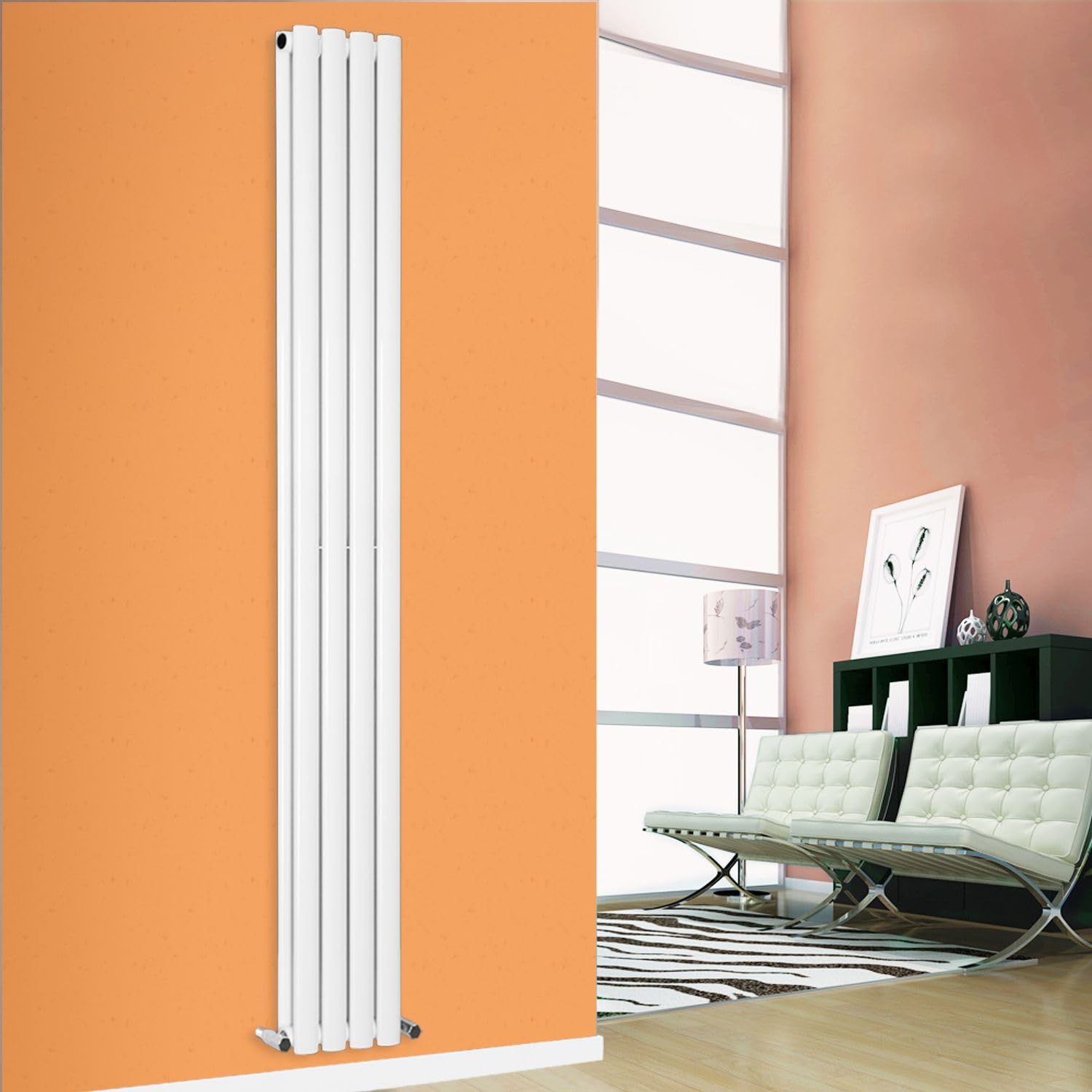 Horizontal Vertical Designer Radiator Oval Column White Anthracite Tall Upright Rads (Double - 1800 x 240mm, White)