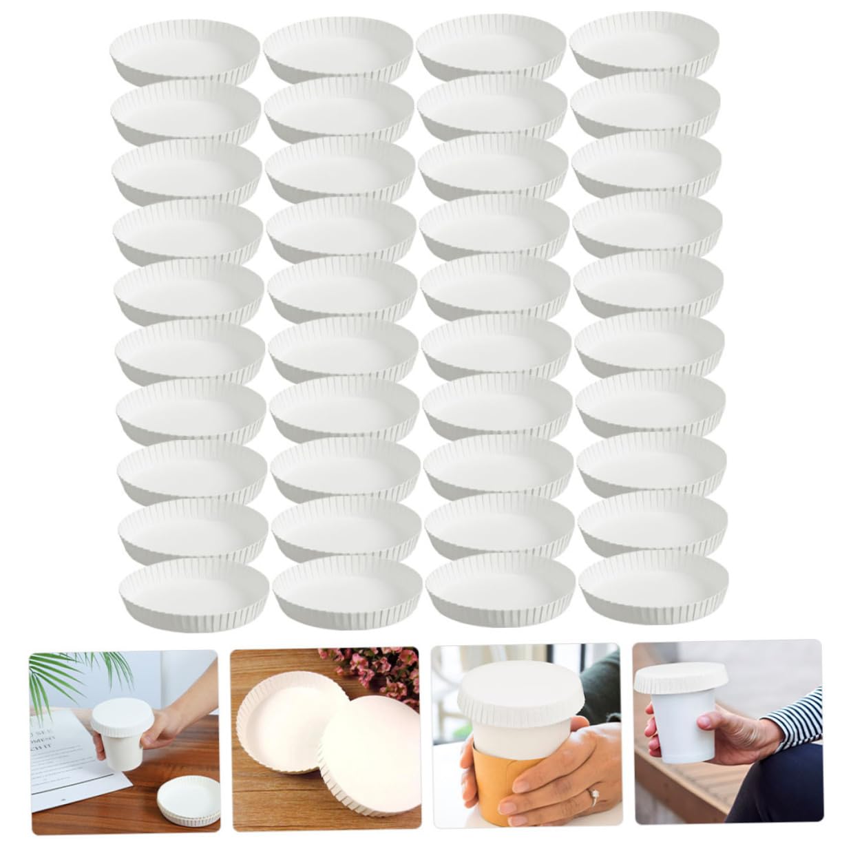 100 Pièces Couvercles De Gobelets En Papier Blanc - Anti-poussière