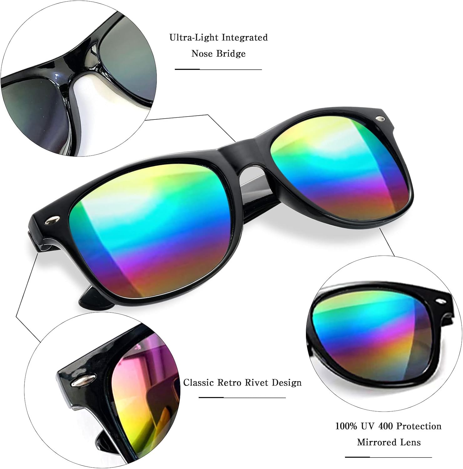 Pibupibu 10/20 Packs Adults Wholesale Neon Colors Square Retro Style Party Favors Sunglasses