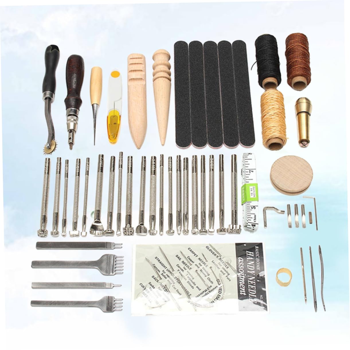 SHINEOFI costureros completos costurero completo ranurador de costura de cuero Kits de herramientas para manualidades de costura caja de herramientas kit de accesorios de costura colocar