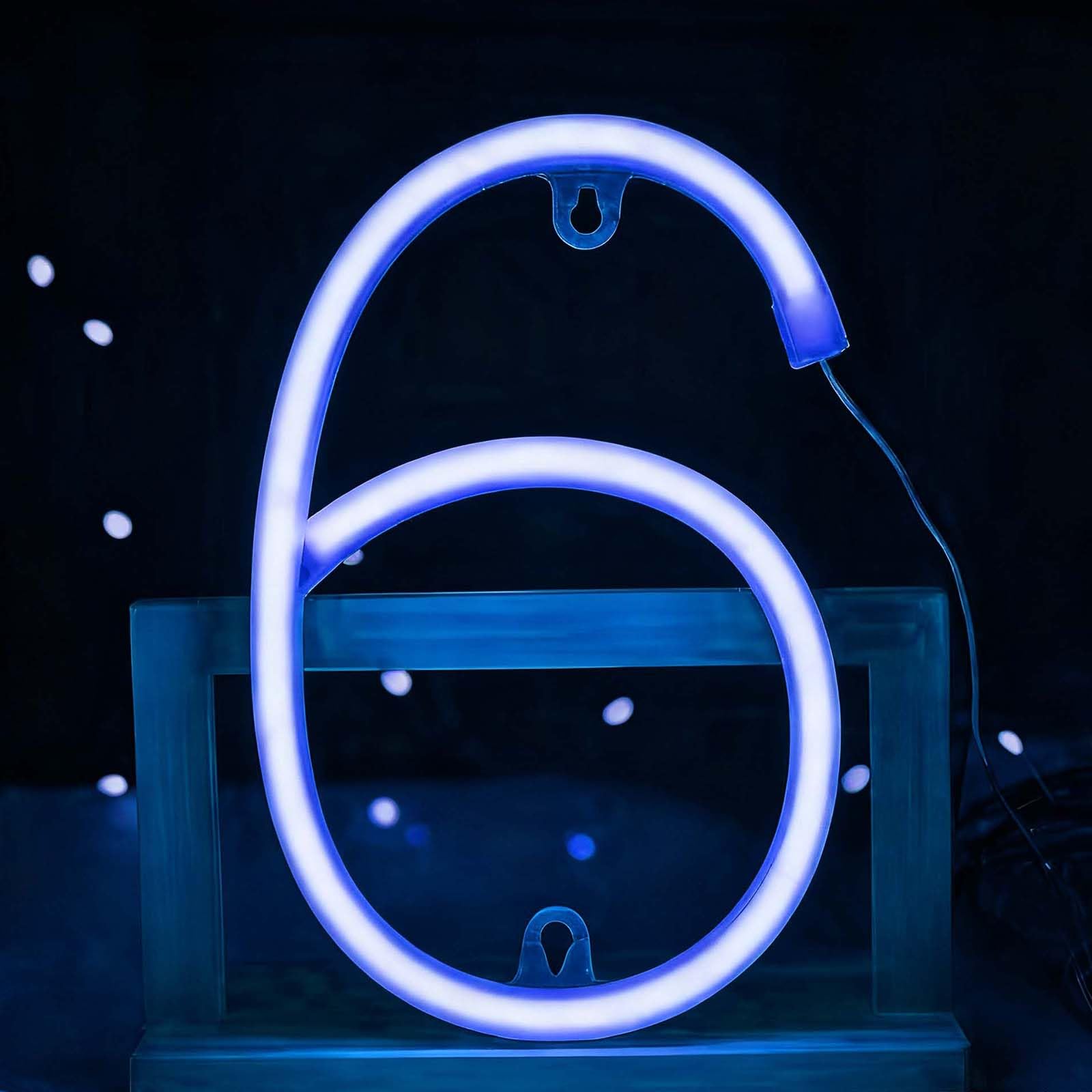 Neon Light for Bedroom Wall Decor Christmas Wedding Party Decoration USB Battery LED Sign Numbers Neon Sign Neon Light Hangable Night Light，Bar Shop Kids Room Gift Festival Atmosphere（NO.6） — image 1