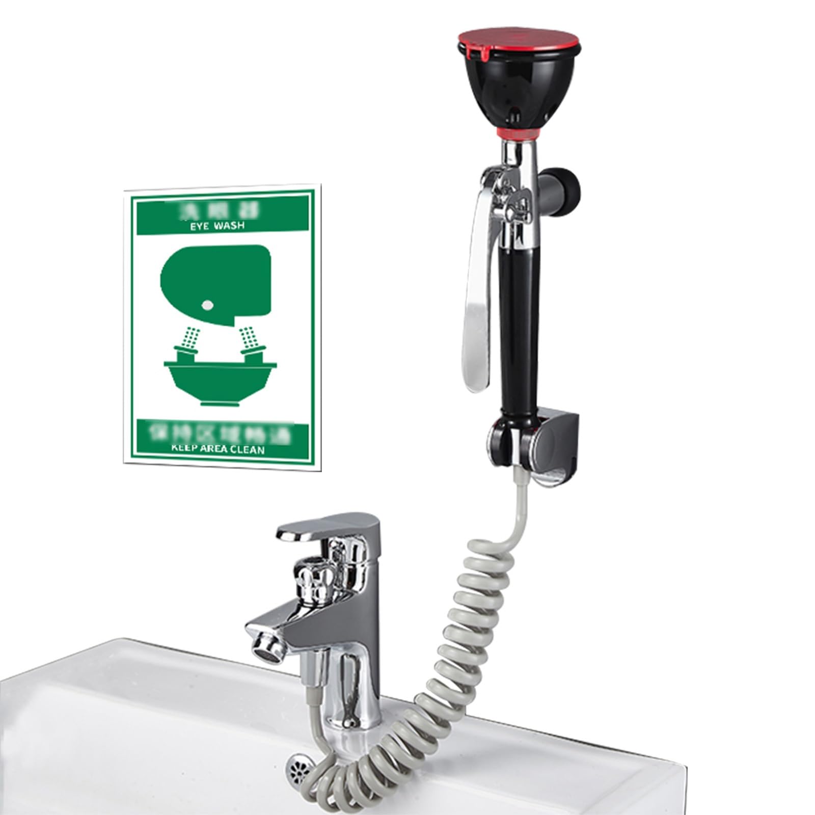 Estación lavaojos de Emergencia, lavaojos portátil Multifuncional, lavaojos montado en el Grifo, Temperatura del Agua Ajustable, Accesorio para Fregadero móvil, Puerto único,Single Port