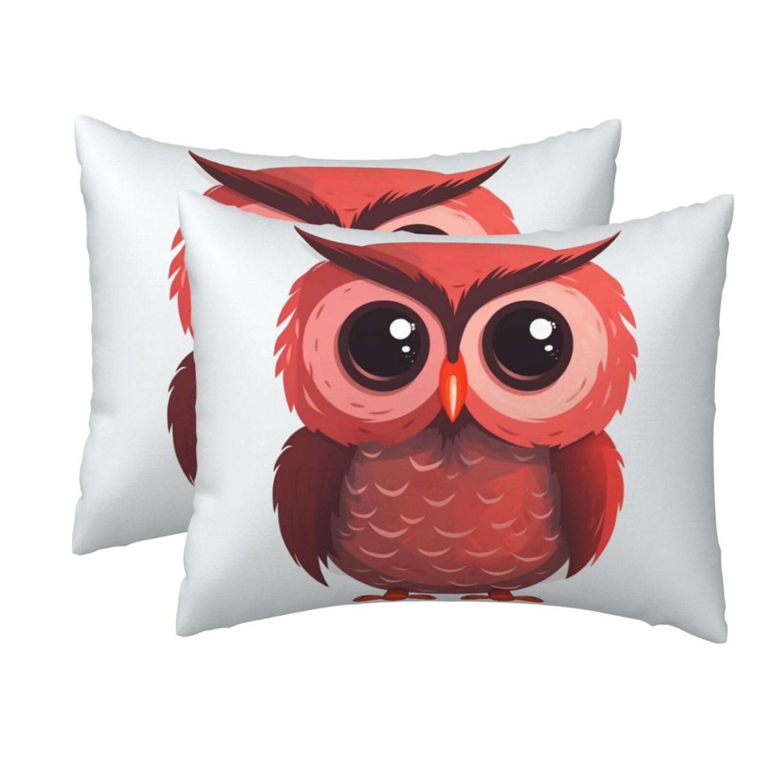 2 Pack Standard Pillow Cases with Hidden Zipper, Soft Breathable Pillow Covers for Hair and Skin, Cute red owl Pillowcases 20"x26" Bed Pillow Protectors Cover for Sleeping Gifts