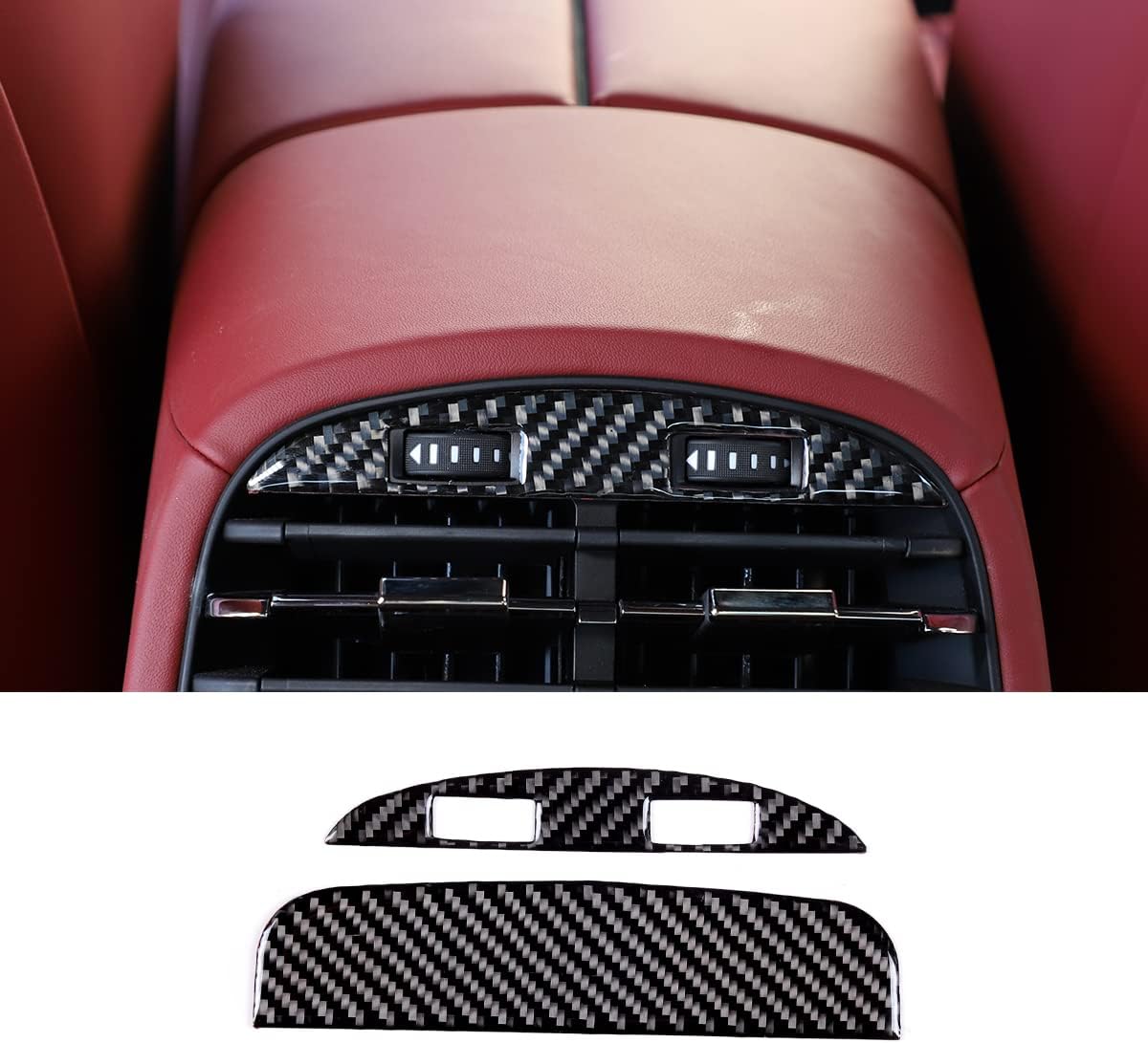 LLKUANG Soft Carbon Fiber Rear Back Seat Air Vents Decor Trim Cover Air-Condition Vent Cover Panel Trim Frame Interior Accessories for Maserati Ghibli 2014-2022