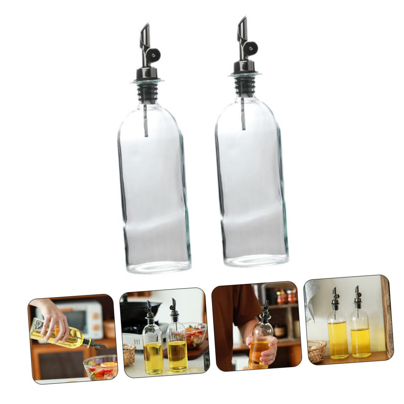 Cabilock 2piezas Aceitera De Vidrio Dispensador De Aceite Boquilla Para Cocina Almacenamiento De Aceite y Vinagre