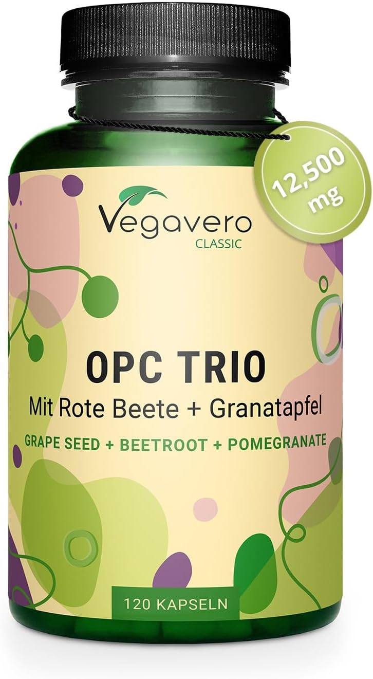 Vegavero OPC Grapeseed Extract 12500 mg (from 25:1 Extract) | from Italian Vineyard Grapes | NO Additives | Vegan | 120 Capsules