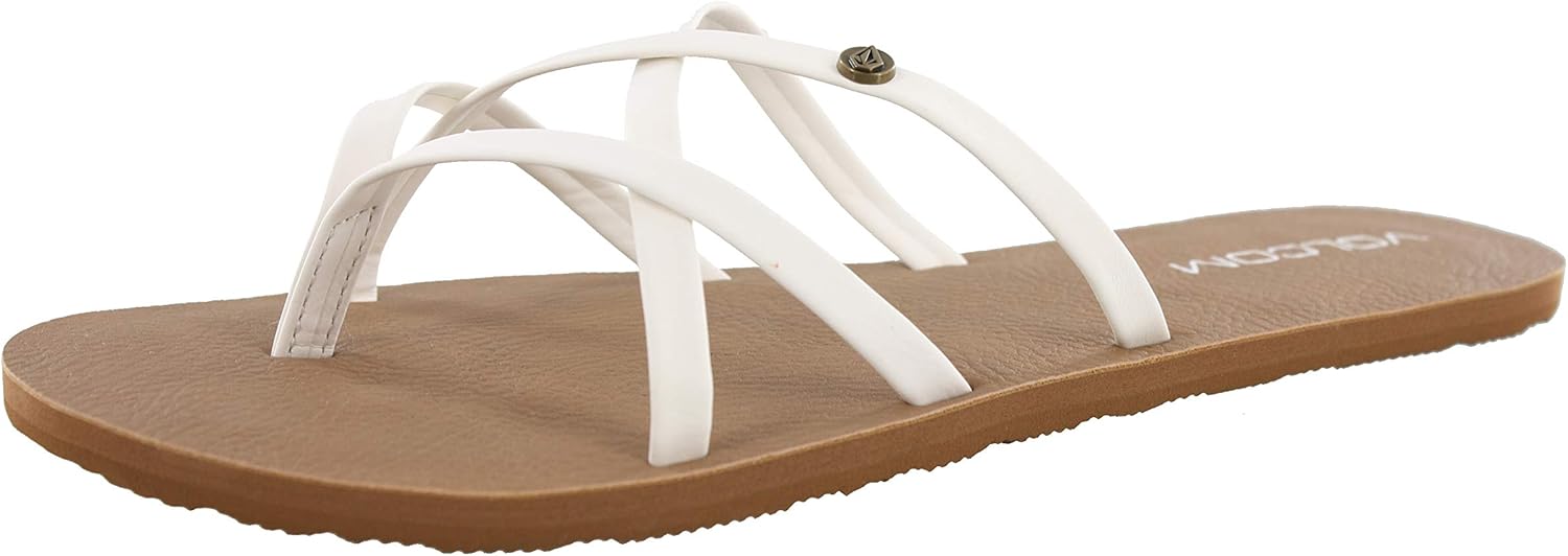 Volcom women's New School Flip Flop Sandal 10 White-1