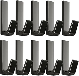 Small Adhesive Hooks Heavy Duty 10 Pcs Adhesive Wall Hooks for Hanging Stainless Black Towel Hooks for Bathrooms Adhesive 22lb Door Hooks for Hanging Towels Loofah Key Hat
