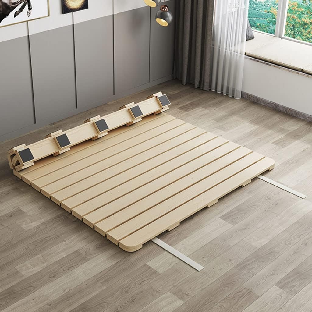 Pine Wood Platform Bed Slats, 1.35x2m, Beige, 9.5cm Width, 3cm Thickness, 2.6cm Gap, 200kg Weight Bearing, Foldable, Moisture-Proof, Breathable