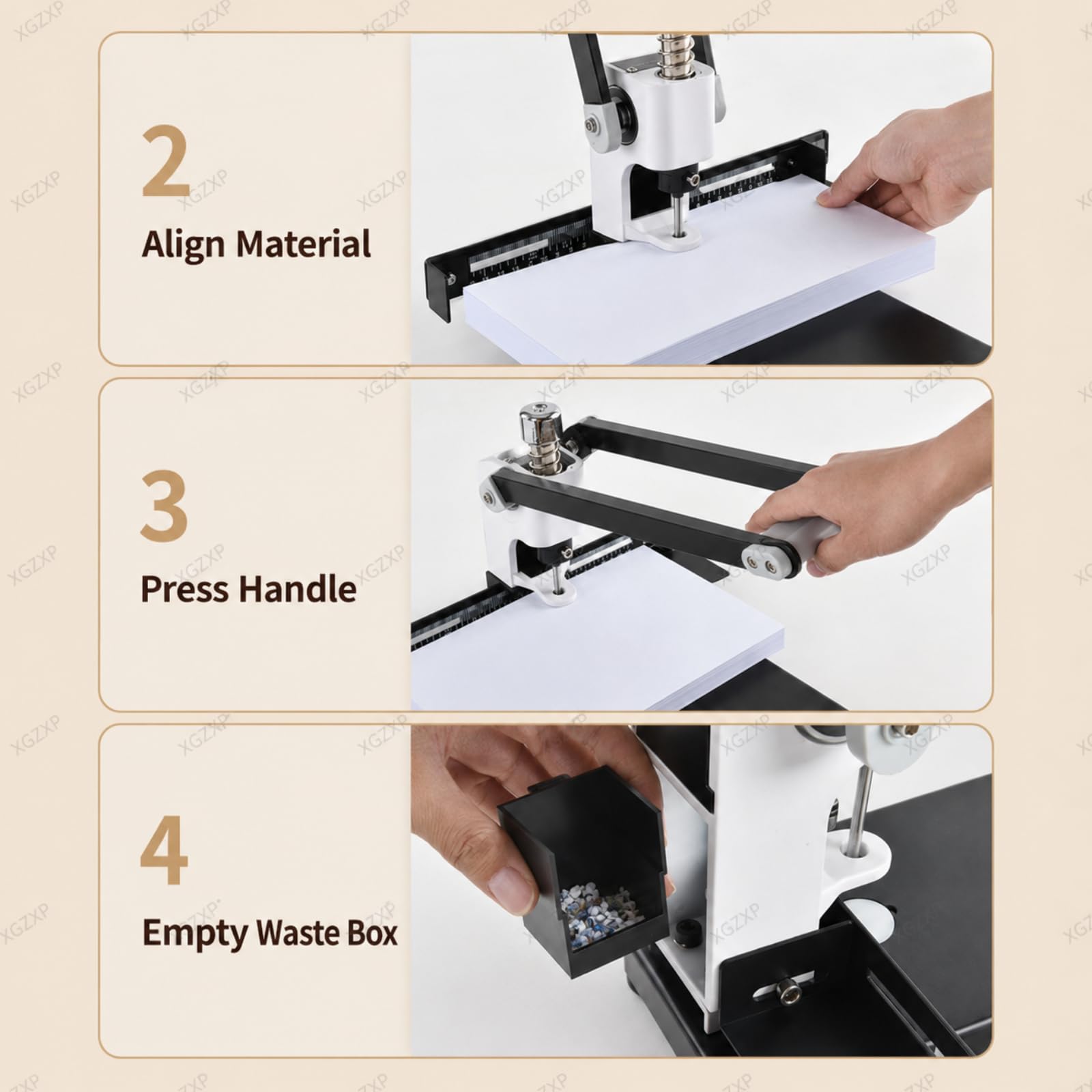 Perforatrice Manuale A Foro Singolo per Impieghi Gravosi, con 5 Tipi di Matrici da Mm, Righello Regolabile per Carta, PVC, Etichette per Documenti, Casa E Ufficio.