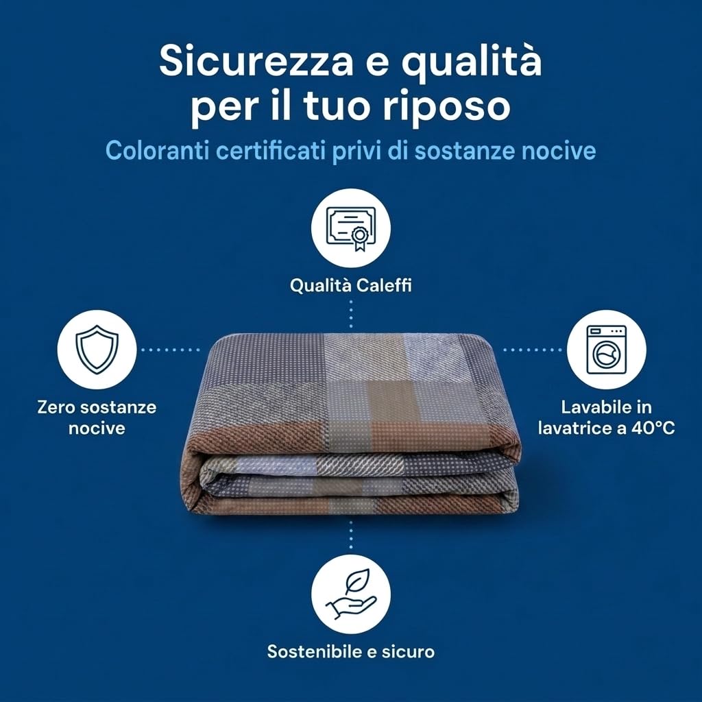 Caleffi - Copripiumino Matrimoniale Cotone con Federe 255x200 Oeko Tex | set parure completa, sacco piumino con bottoni, tinta unita, morbido, traspirante, no stiro, ipoallergenico, per piumone