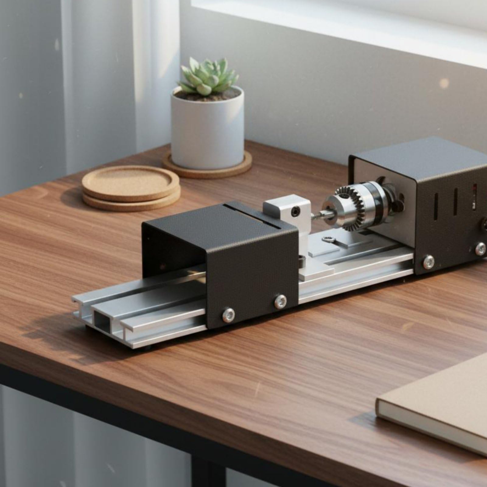 Qianly Mini Torno Multifuncional Alta Precisión Torno para hacer Abultamientos Velocidad Ajustable Pulidora de Abultamientos de Madera para Artesanos, Mejora Estándar