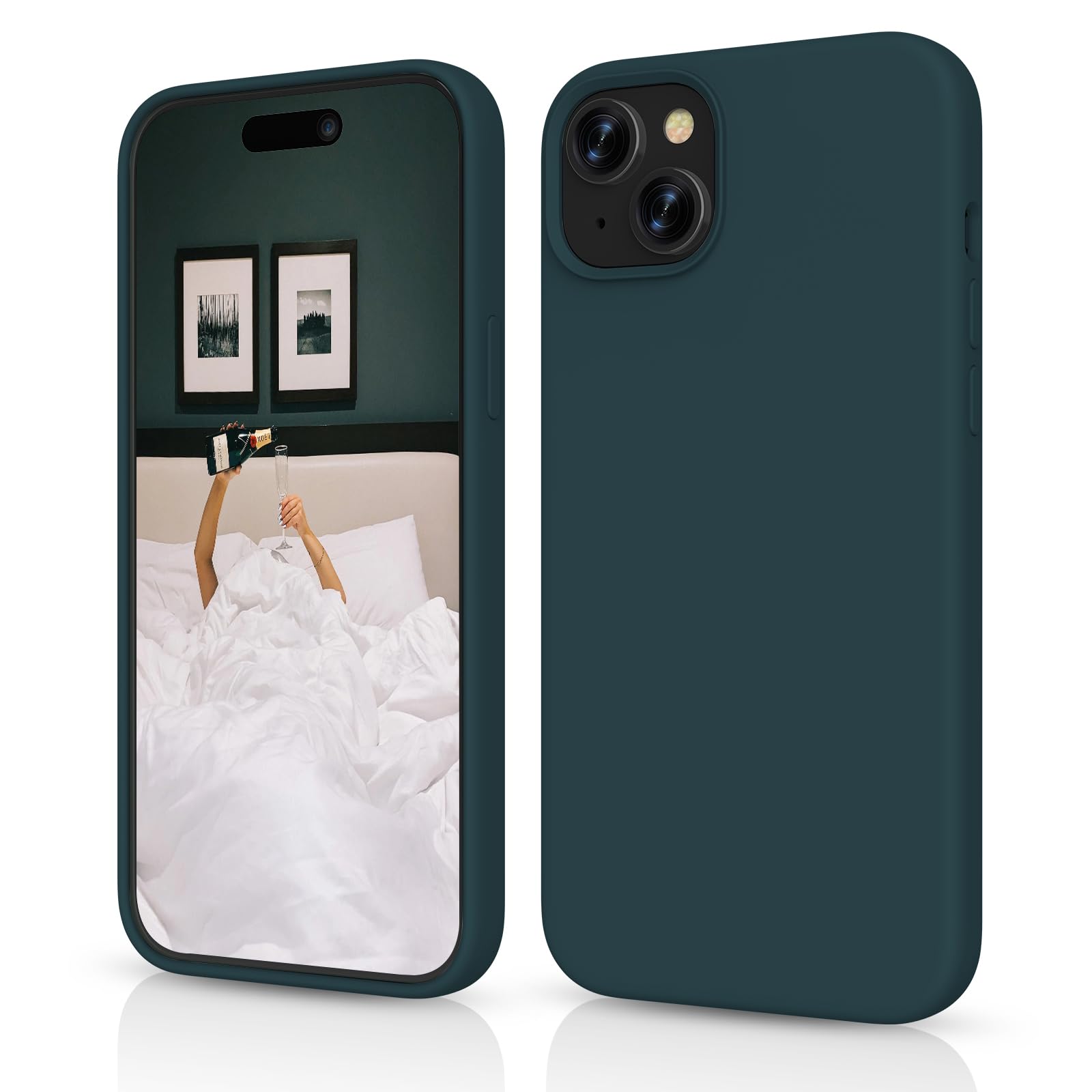 HiiVeet Silicone Case Designed for iPhone 15 Case,6.1 inch,Ultra Slim Shockproof Protective Liquid Silicone Phone Case with Soft Anti-Scratch Microfiber Lining，Teal