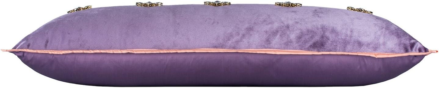 Long Rectangle Lumbar Oblong Plush French Velvet Throw Pillow Cushion Cover, Purple Lavender, 12x30