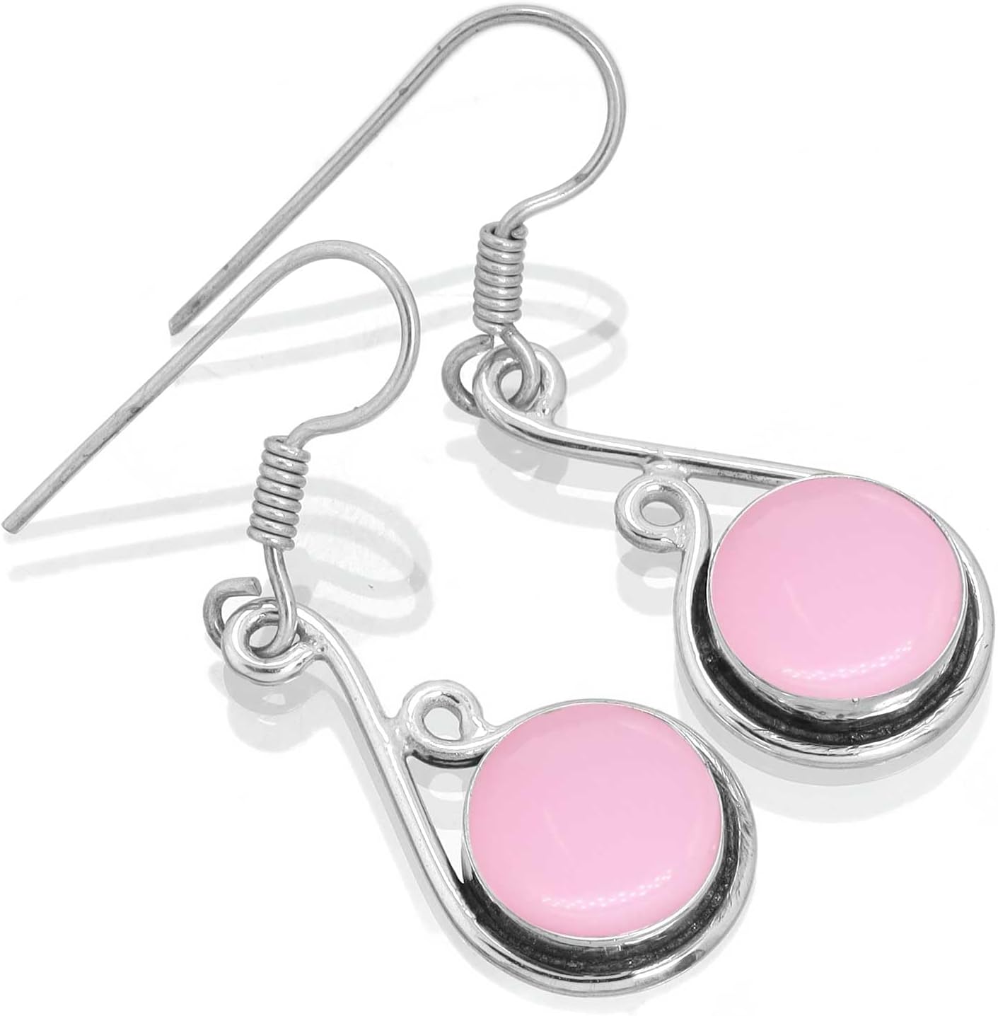 Handmade 925 Sterling Silver Overlay Drop Dangle Earring Natural Gemstone Carnelian, Crystal, Moonstone, Turquoise Round Boho Jewelry For Women