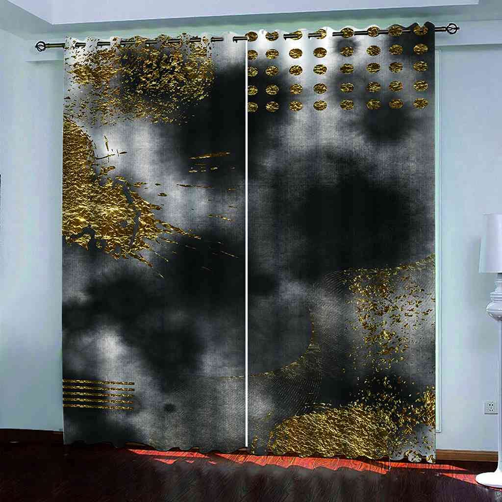 Rideau occultant salon thermique phonique polyester gris doré 300x270cm