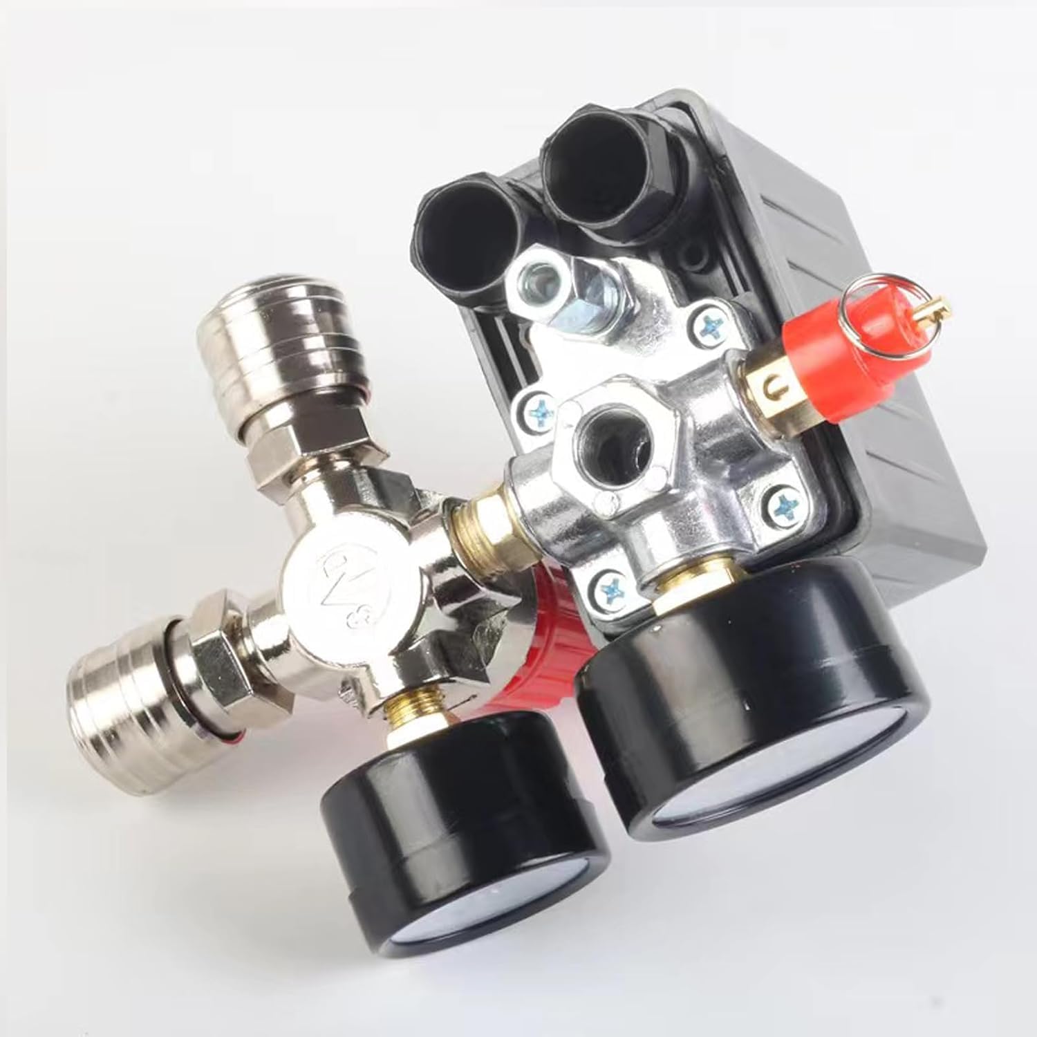 Regolatore di pressione compressore con manometro, pressostato compressore d'aria, riduttore di pressione G1/4, pressostato compressore interruttore (A)