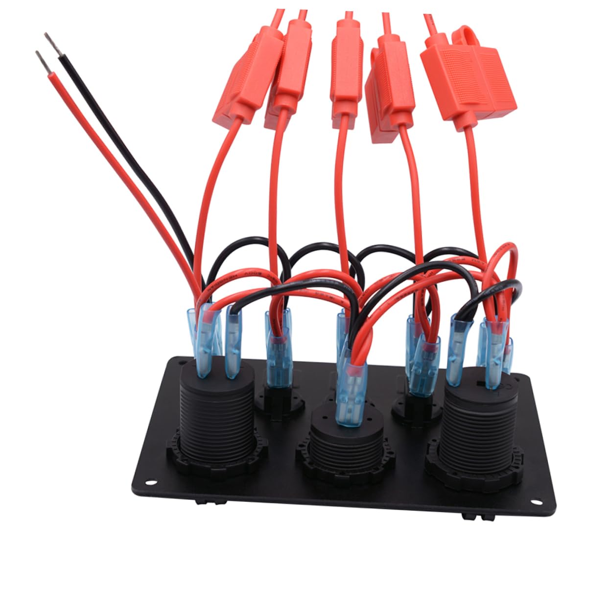 5 Gang Combination Rocker Panel Dual USB Charger and Voltmeter Waterproof Control Panel for 12-24V Car and Boat Accessories