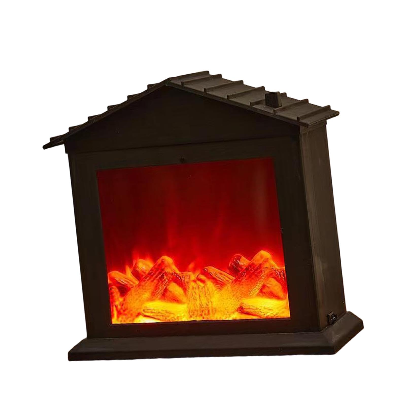 Lanterne de Cheminée LED, Lampe à Effet Flamme Décorative Sans Flamme, Lampe électrique Portable USB En PP, Idéale pour Les Jardins et Pelouses, Toiture Triangulaire