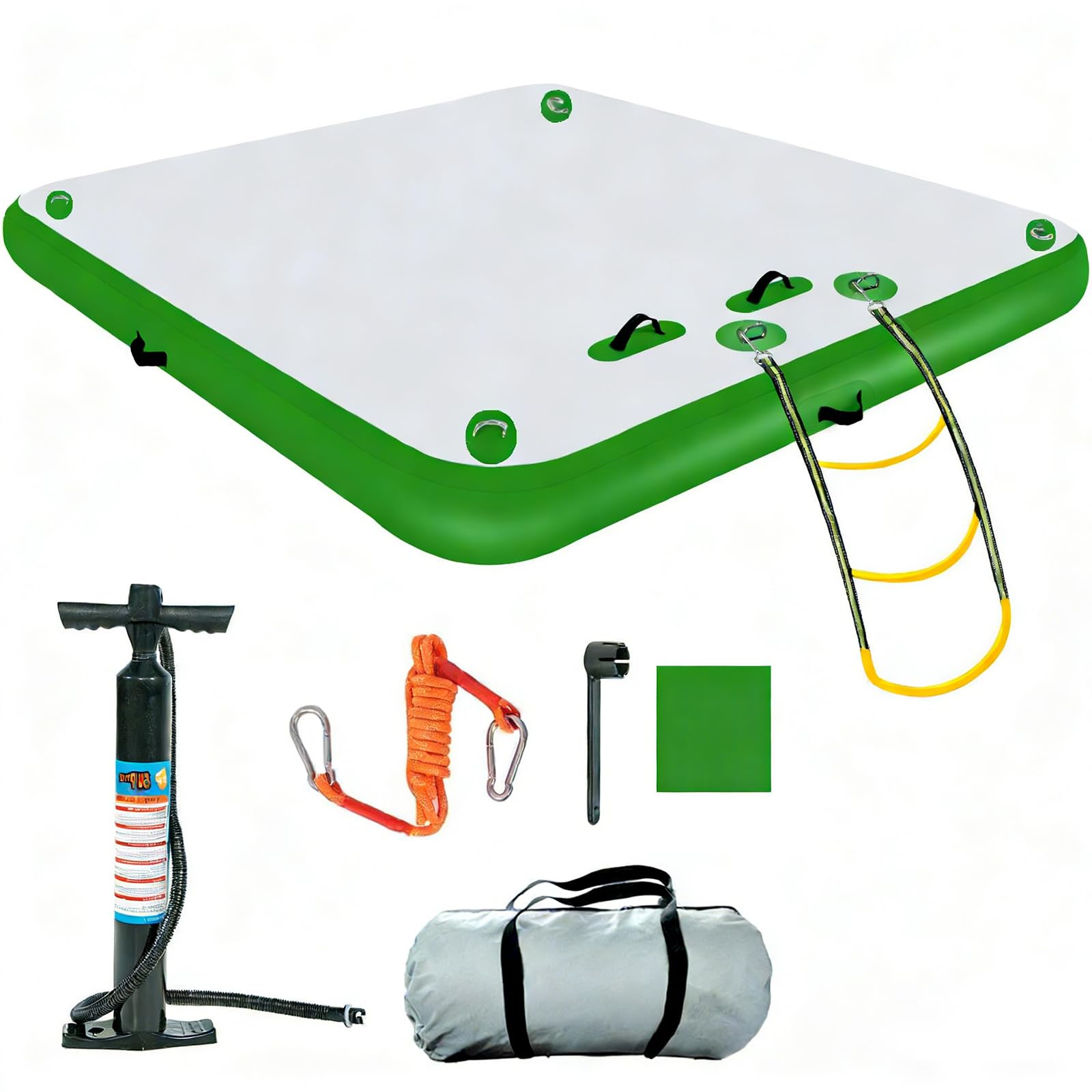 Inflatable Dock Floating Platform For Lake, 6 In Thick Pvc Inflatable Water Mat For Adults, Non-slip Air Dock Platform With Detachable Ladder, Floating Island Raft For Pool, Beach & Ocean