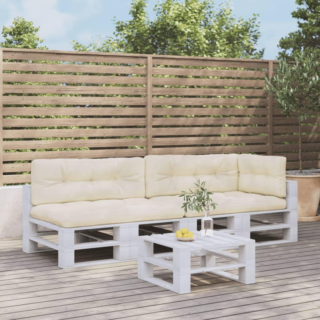 Coussin pour palette crème en lot de 5 pour banquette de jardin en bois imperméable