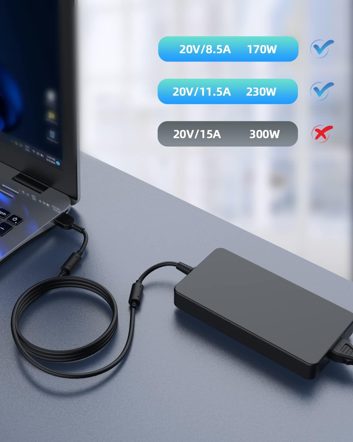 UL Certified Safety 230W AC Charger Compatible with Lenovo LOQ 15 16 15IRH8 15AHP9 15APH8 15APH8D 15IRH8D 16IRH8 16IRH8D 16APH8 16APH8D 15IRX9 Gaming Laptop, Square Head, Ultra Thin