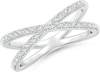 Lab Grown Prong-Set Diamond Criss Cross Ring in 14k Gold/Silver/Platinum | Birthday, Engagement, Anniversary, Wedding Jewelry Gift for Women