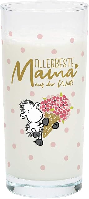 Sheepworld 46885 Alerbeste Mama, szklanka ze złotym nadrukiem, 50 cl szklanka