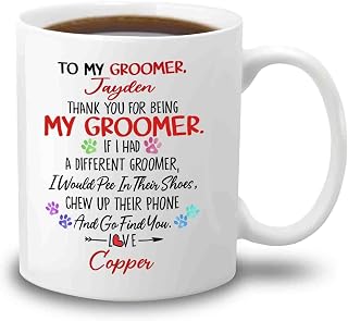 Personalized Dog Groomers Coffee Mug – Custom Name Gift for Dogs Groomers – Funny White Mug 11oz 15oz – Thank You Groomer Quote – Professional Dog Grooming Cups – Unique Grooming Present Ideas