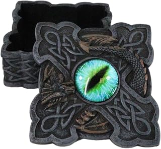 Ebros Gift Celtic Knotwork Cross Eye Of The Dragon Decorative Trinket Jewelry Box Figurine 3.5" Wide Medieval Renaissance Winged Alchemy Magic Fantasy Sauron Dungeons Dragons