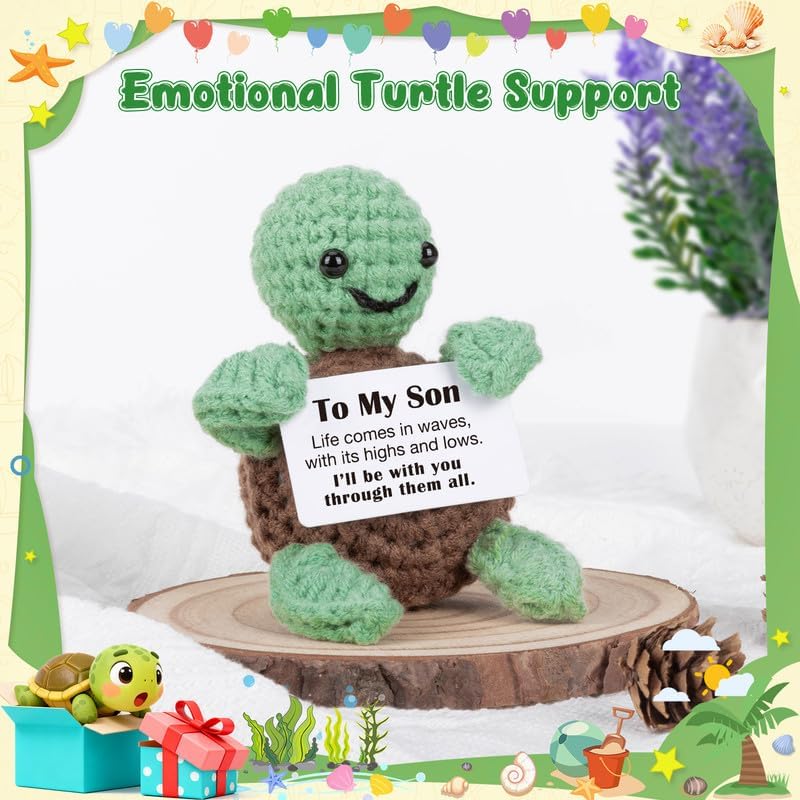 Xinezaa Easter Gifts for Teenage Son, Gifts for Son from Mom Dad, Mini Crochet Turtle, Emotional Support Gift for Teen Boys, Son Birthday Graduation Gift, Thinking of You Long Distance Gift - Image 5