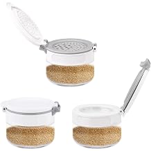 3 Pack Spice Shaker for Salt & Pepper, Anti-Clogging, Airtight Lid, Seasoning Containers Glass Spice Jars with 2 Hole Sizes and Labels, 2.9oz
