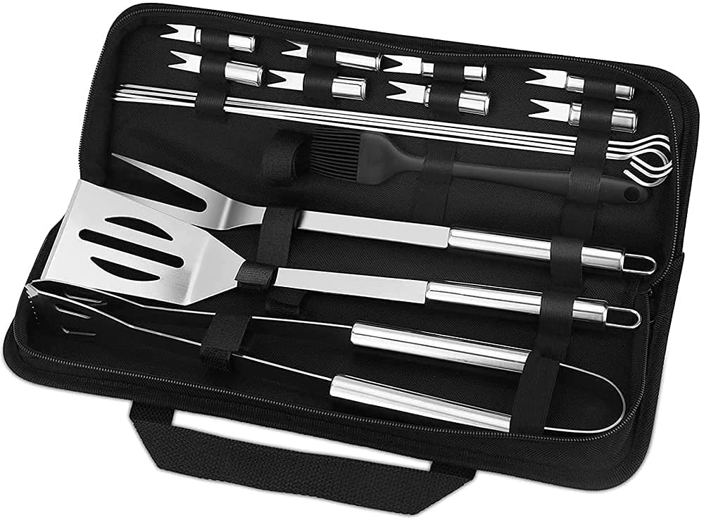 Ensemble d'Outils de Barbecue 16PCS en Acier Inoxydable avec Boîte de Rangement