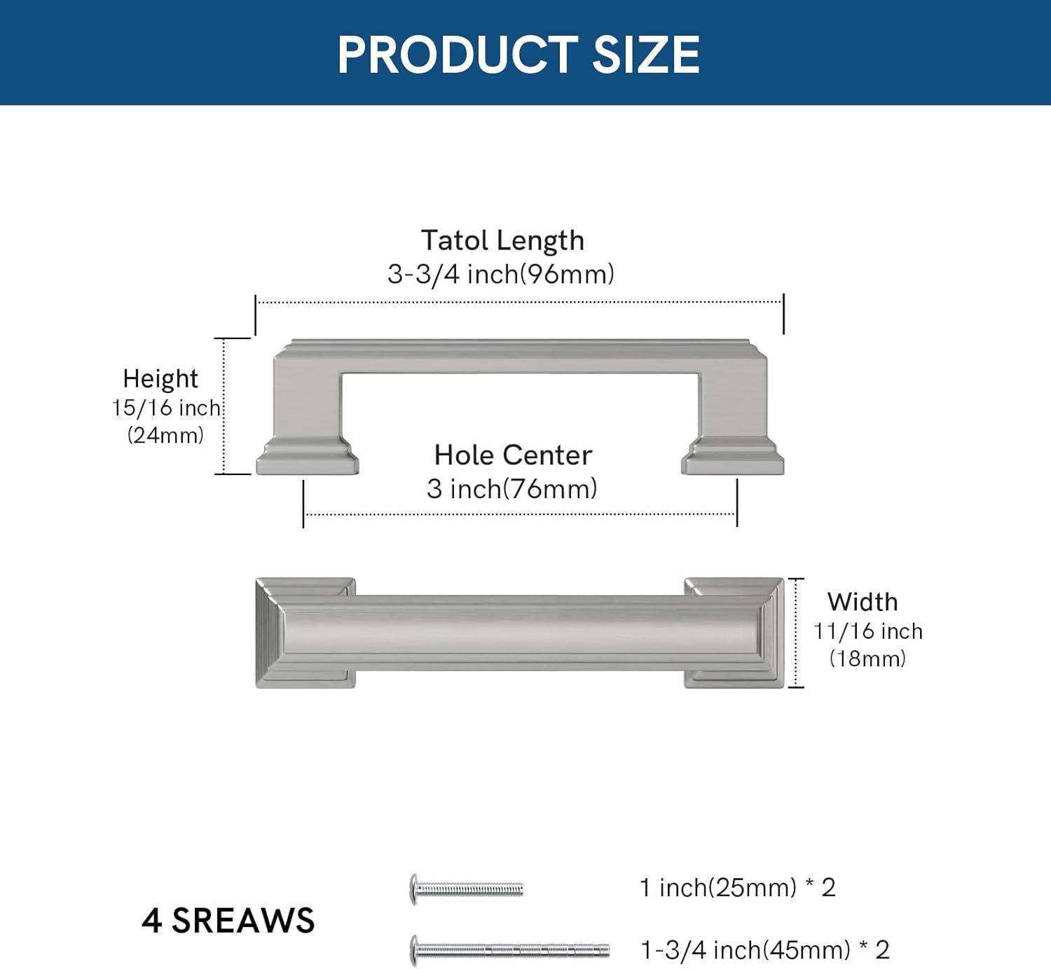 5 Pack Brushed Nickel Cabinet Pulls 3inch Kitchen Cabinet Handles Nickel Handles for Cabinets Brushed Nickel Kitchen Hardware Dresser Pulls